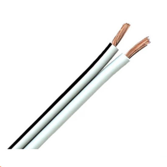 2 core 1.3mm white speaker cable with black tracer and exposed copper wires