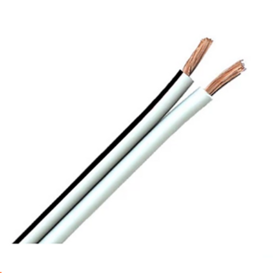 2 core 1.3mm white speaker cable with black tracer and exposed copper wires