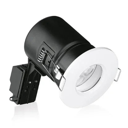 GU10 IP65 aluminium fire-rated downlight with white trim for LED ceiling lighting