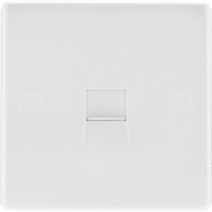 White 1 gang telephone socket master wall plate for UK wiring installations