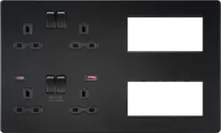 ml matt black Multimedia Combo Plate + Dual USB A+C 12V DC 1.5A (Max. 18W) - Matt Black w/Black Insert - ml matt black Multimedia Combo Plate + Dual USB A+C 12V DC 1.5A (Max. 18W) - Matt Black w/Black Insert