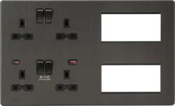 ml smoked bronze Multimedia Combo Plate + Dual USB A+C 12V DC 1.5A (Max. 18W) - Smoked Bronze w/Black Insert - Electrical ml smoked bronze Multimedia Combo Plate + Dual USB A+C 12V DC 1.5A (Max. 18W) - Smoked Bronze w/Black Insert Electrical