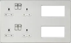 Brushed Chrome ML Combination Plate - Brushed Chrome with White Insert - Electrical Brushed Chrome ML Combination Plate - Brushed Chrome with White Insert Electrical