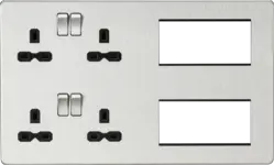 Brushed Chrome ML Combination Plate - Brushed Chrome with Black Insert - Electrical Brushed Chrome ML Combination Plate - Brushed Chrome with Black Insert Electrical