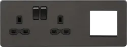 ml smoked bronze 13A 2G DP Socket + 2G Modular Combination Plate - Smoked Bronze with Black Insert - Electrical ml smoked bronze 13A 2G DP Socket + 2G Modular Combination Plate - Smoked Bronze with Black Insert Electrical