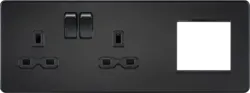 ml matt black 13A 2G DP Socket + 2G Modular Combination Plate - Matt Black with Black insert - ml matt black 13A 2G DP Socket + 2G Modular Combination Plate - Matt Black with Black insert