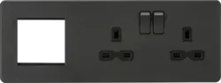ml antricate 13A 2G DP Socket + 2G Modular Combination Plate - Anthracite with black Insert - ml antricate 13A 2G DP Socket + 2G Modular Combination Plate - Anthracite with black Insert