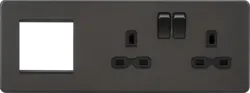 ml smoked bronze 13A 2G DP Socket + 2G Modular Combination Plate - Smoked Bronze with Black Insert - Electrical ml smoked bronze 13A 2G DP Socket + 2G Modular Combination Plate - Smoked Bronze with Black Insert Electrical