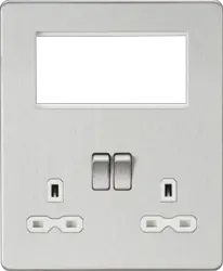 Brushed Chrome ML Small Multimedia Combination Plate - Brushed Chrome with White Insert - Electrical Brushed Chrome ML Small Multimedia Combination Plate - Brushed Chrome with White Insert Electrical