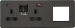 ml smoked bronze 13A 2G DP Socket +2G Modular + Dual USB A+C 12V DC 1.5A (Max. 18W) - Smoked Bronze w/Black Insert - Electrical ml smoked bronze 13A 2G DP Socket +2G Modular + Dual USB A+C 12V DC 1.5A (Max. 18W) - Smoked Bronze w/Black Insert Electrical