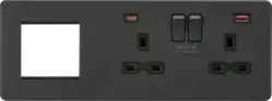 ml antricate 13A 2G DP Socket +2G Modular + Dual USB A+C 12V DC 1.5A (Max. 18W) - Anthracite with Black Insert - ml antricate 13A 2G DP Socket +2G Modular + Dual USB A+C 12V DC 1.5A (Max. 18W) - Anthracite with Black Insert