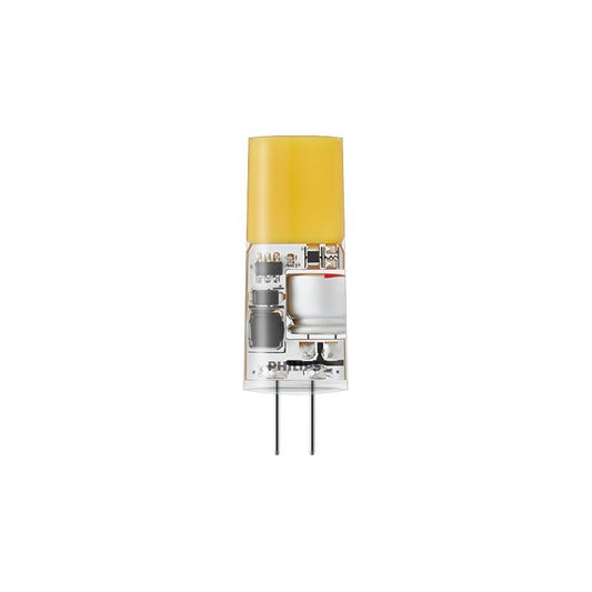 LED G4 28W capsule bulb with yellow top and two-pin base for electrical lighting
