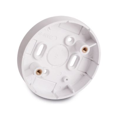 White ceiling rose base for electrical lighting, circular wiring accessory, 82mm diameter