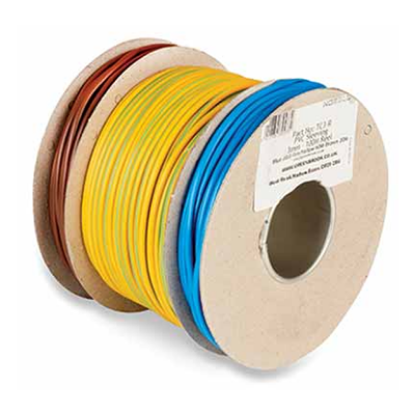 Mixed 3mm x 100m colored electrical sleeving reel in blue, yellow, green, and brown