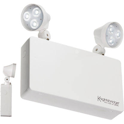 White twin spot LED emergency light with two adjustable heads for indoor use