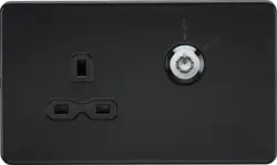 ml matt black 13A DP Key Lockable Socket (2G Plate) - Matt Black with Black Insert - ml matt black 13A DP Key Lockable Socket (2G Plate) - Matt Black with Black Insert