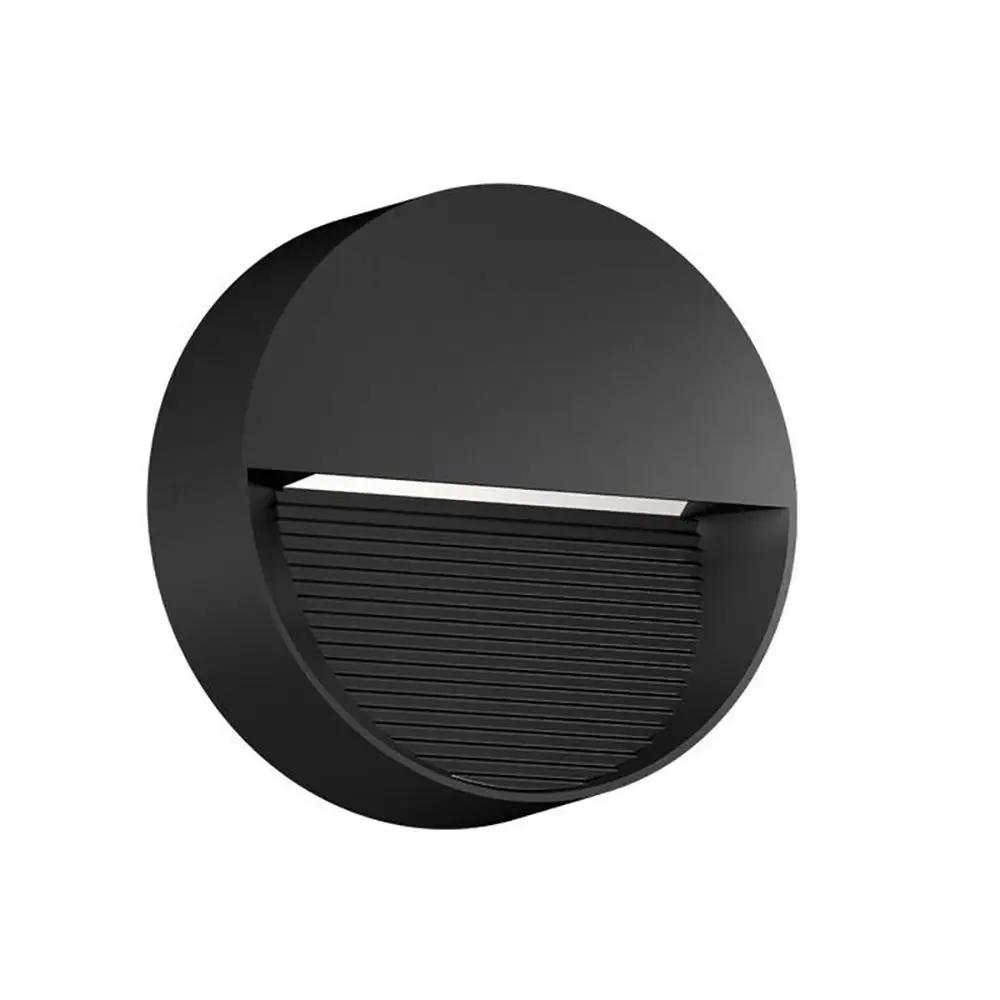 Zykos 5W IP65 Round Surface Mounted Wall light Black Asymmetric beam 2900K 220Lm
