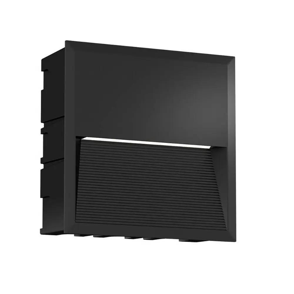 ZYKOS 5W IP65 Square Recessed Wall light Black Asymmetric beam 2900K 220Lm