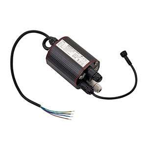 Black LED lighting power supply with cables and connectors for electrical installation