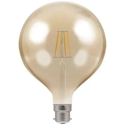 antique LED filament globe light bulb with B22 bayonet cap, dimmable, G125 shape