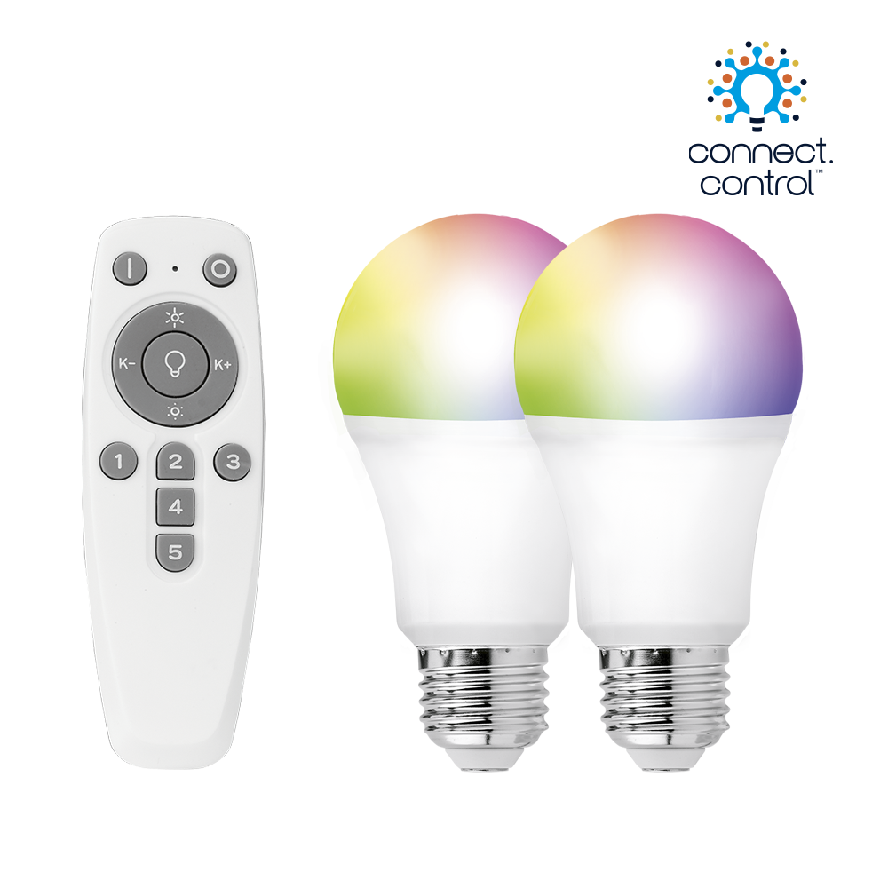 Aurora AOne™ connect.control™ x2 RGB+Tuneable White GLS E27 Lamp Starter Kit