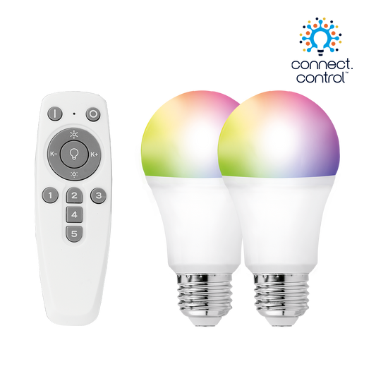 Aurora AOne™ connect.control™ x2 RGB+Tuneable White GLS E27 Lamp Starter Kit