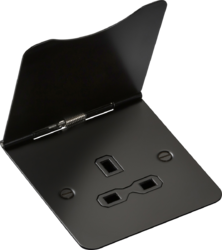 floor sockets 13A 1G Unswitched Floor Socket - Matt Black with Black Insert - floor sockets 13A 1G Unswitched Floor Socket - Matt Black with Black Insert