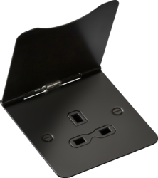 floor sockets 13A 1G Unswitched Floor Socket - Matt Black with Black Insert - floor sockets 13A 1G Unswitched Floor Socket - Matt Black with Black Insert