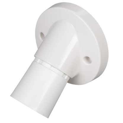 Angled white BC batten lamp holder with round base, 3 terminal wiring, for lighting installations