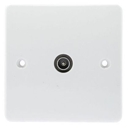 1-gang male IEC coaxial aerial socket wall plate, white, for TV/FM connection
