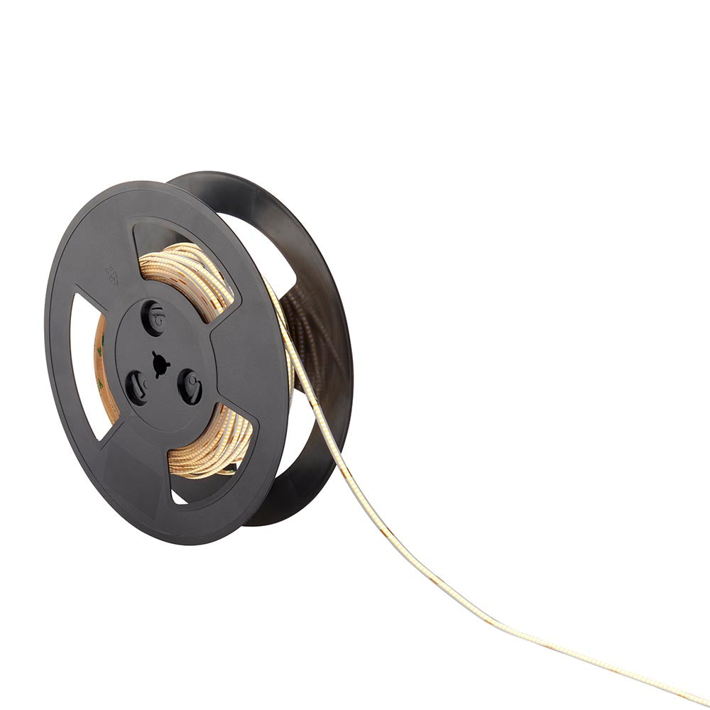 LED strip light on a black spool, ideal for home electrical lighting installations