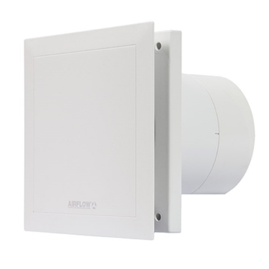 White 120mm axial extractor fan with square front panel for ventilation and humidity control