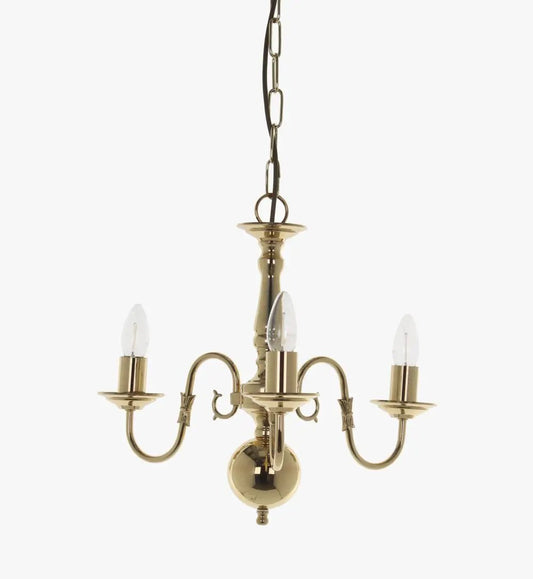 impex Impex BF00350/03/PB Flemish Chandelier Polished Brass - impex Impex BF00350/03/PB Flemish Chandelier Polished Brass