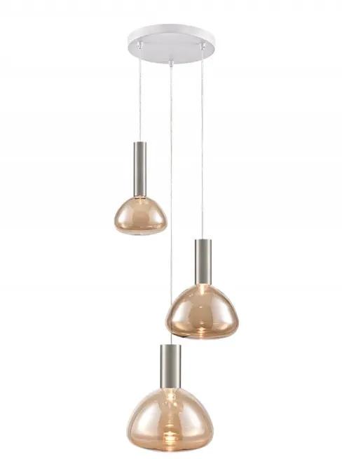 Franklite Beau 3 Light White & Satin Nickel Spreader Amber Bowl Combination - Ceiling Lights Franklite Beau 3 Light White & Satin Nickel Spreader Amber Bowl Combination Ceiling Lights