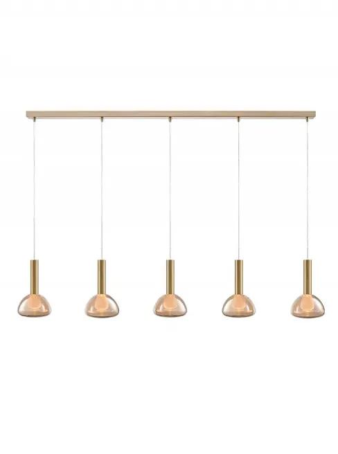 Franklite Beau 5 Light Aged Brass Bar With Amber Bowl Frosted Diffuser Glass - Ceiling Lights Franklite Beau 5 Light Aged Brass Bar With Amber Bowl Frosted Diffuser Glass Ceiling Lights