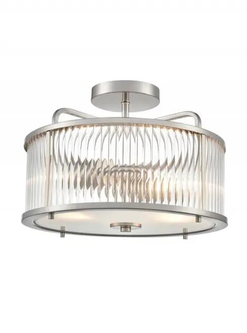Franklite Bonham Satin Nickel Semi-Flush Ceiling Fitting - Semi Flush Lights Franklite Bonham Satin Nickel Semi-Flush Ceiling Fitting Semi Flush Lights