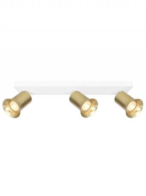 Franklite Broadway 3lt Spotlight Matt White With Satin Brass Sleeve - Ceiling Lights Franklite Broadway 3lt Spotlight Matt White With Satin Brass Sleeve Ceiling Lights