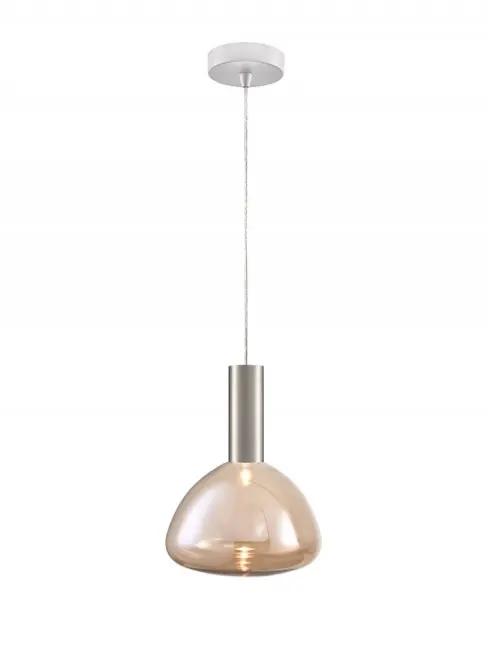 Franklite Beau Pendant White & Satin Nickel With Amber Bowl Glass - Pendant Lights Franklite Beau Pendant White & Satin Nickel With Amber Bowl Glass Pendant Lights