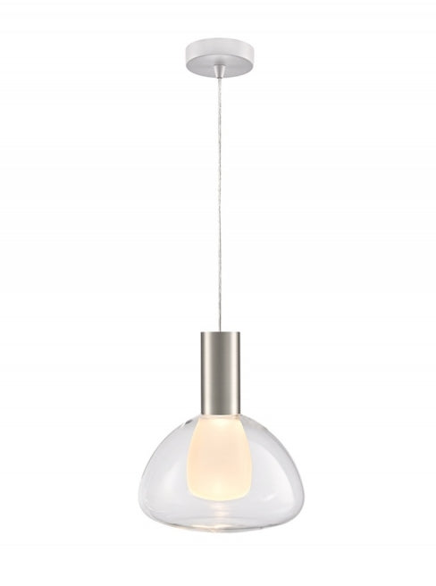 Franklite Beau Pendant White And Satin Nickel With Clear Bowl Frosted Diffuser Glass - Pendant Lights Franklite Beau Pendant White And Satin Nickel With Clear Bowl Frosted Diffuser Glass Pendant Lights
