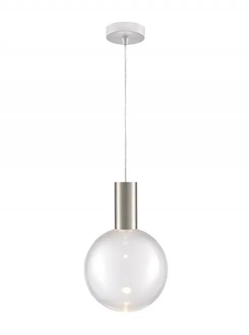 Franklite Beau Pendant White And Satin Nickel With Clear Sphere Glass - Pendant Lights Franklite Beau Pendant White And Satin Nickel With Clear Sphere Glass Pendant Lights