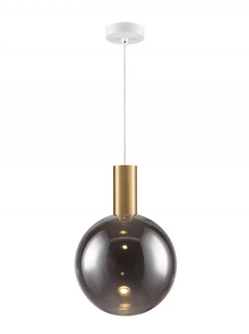 Franklite Beau Pendant White & Aged Brass with Smoked Sphere Glass - Pendant Lights Franklite Beau Pendant White & Aged Brass with Smoked Sphere Glass Pendant Lights