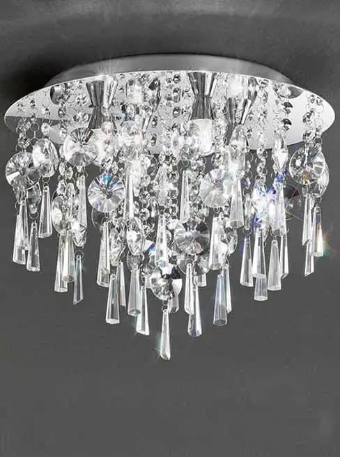 Franklite 400mm Flush IP44 Crystal - Chandeliers Flush Lights Chandeliers Franklite 400mm Flush IP44 Crystal Flush Lights