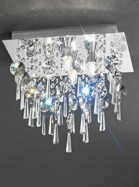 Franklite 350mm Square Flush IP44 Crystal - Chandeliers Chandeliers Chandeliers Franklite 350mm Square Flush IP44 Crystal Chandeliers