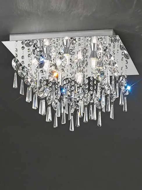 Franklite 450mm Square Flush IP44 Crystal - Chandeliers Chandeliers Chandeliers Franklite 450mm Square Flush IP44 Crystal Chandeliers