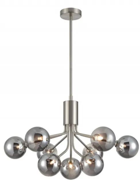Franklite Cosmic 9 Light Pendant In Satin Nickel With Smoked Glass - Chandeliers Semi Flush Lights Chandeliers Franklite Cosmic 9 Light Pendant In Satin Nickel With Smoked Glass Semi Flush Lights