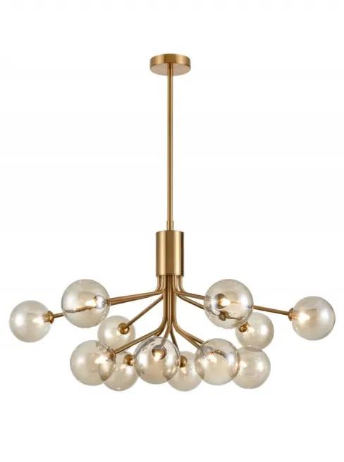 Franklite Cosmic 12 Light Pendant In Antique Gold With Amber Glass - Chandeliers Semi Flush Lights Chandeliers Franklite Cosmic 12 Light Pendant In Antique Gold With Amber Glass Semi Flush Lights