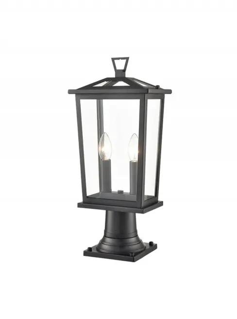 Franklite Dusk 2lt Exterior Pedestal In Matt Black - Floor Lamps Floor Lamps Floor Lamps Franklite Dusk 2lt Exterior Pedestal In Matt Black Floor Lamps