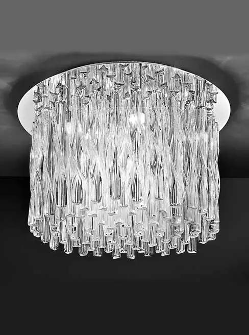 Franklite Glacial 600mm 12lt Flush - Chandeliers Semi Flush Lights Chandeliers Franklite Glacial 600mm 12lt Flush Semi Flush Lights