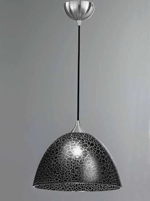 Franklite Vetross Black Cord Suspension C/w 350mm Black Crackle Effect Glass - Pendant Lights Franklite Vetross Black Cord Suspension C/w 350mm Black Crackle Effect Glass Pendant Lights