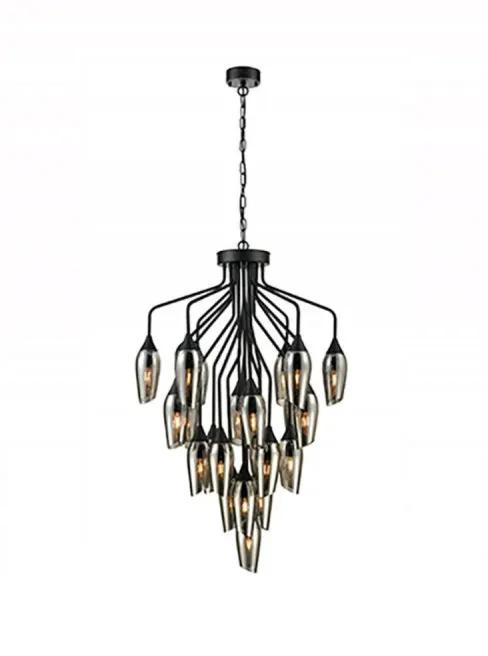 Franklite Taper 22 Light With Smoked Glass - Chandeliers Pendant Lights Chandeliers Franklite Taper 22 Light With Smoked Glass Pendant Lights